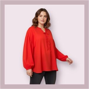 Eloquii Tomato Red Long Sleeve Blouse Size 18